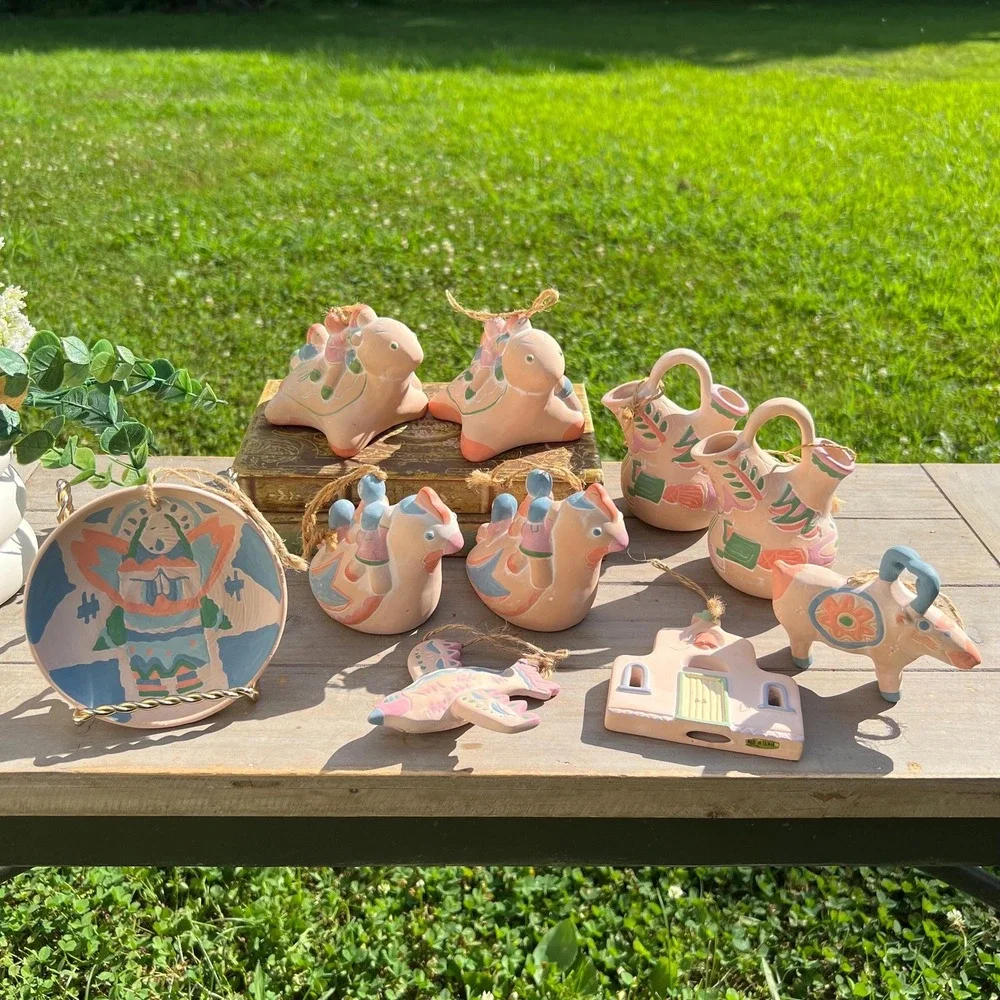 Southwest Native American Vintage Clay Holiday Ornaments